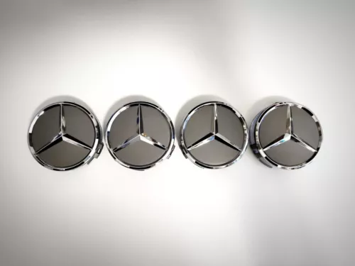 Set of 4 Wheel center caps for Mercedes alloy wheels, 75mm, Gray